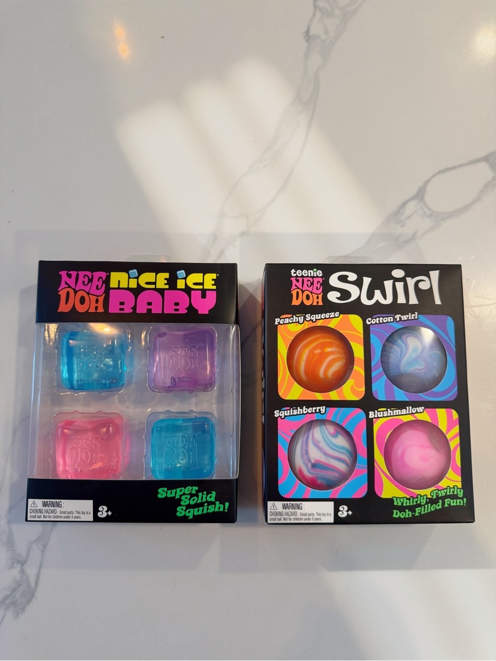 NEW NeeDoh Nice Ice Baby + Teenie NeeDoh Swirl Bundle of 2 Rare Sensory Sets